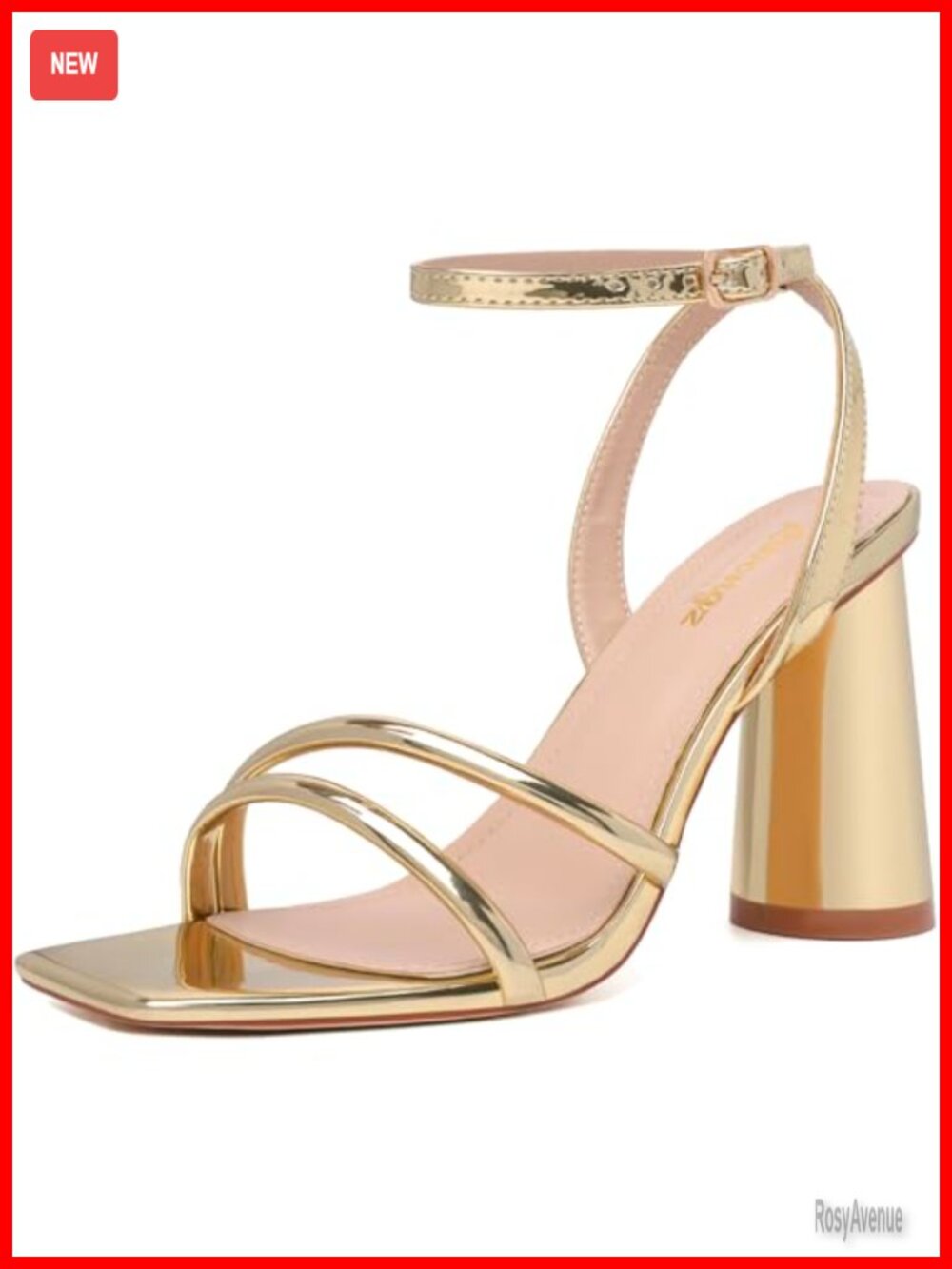 Block Heel Sandals Square Open Toe Strappy Ankle Strap Wedding Party Dress Shoes